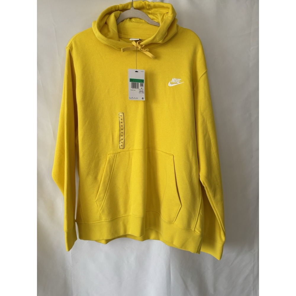 Nike Sweatshirt Mens XL Yellow Club Fleece Futura Pullover Hoodie Sweater